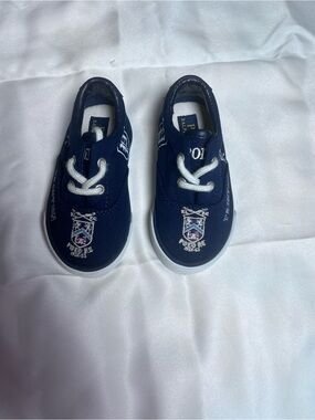 Polo by Ralph Lauren Navy Canvas Kids Sneakers with White Laces